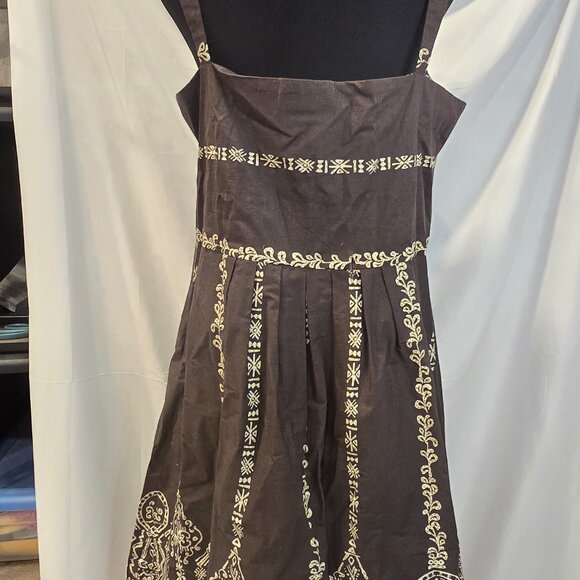 Sandra Darren Dress Size 16 Brown With White Pattern Zip Y2K - Picture 9 of 9